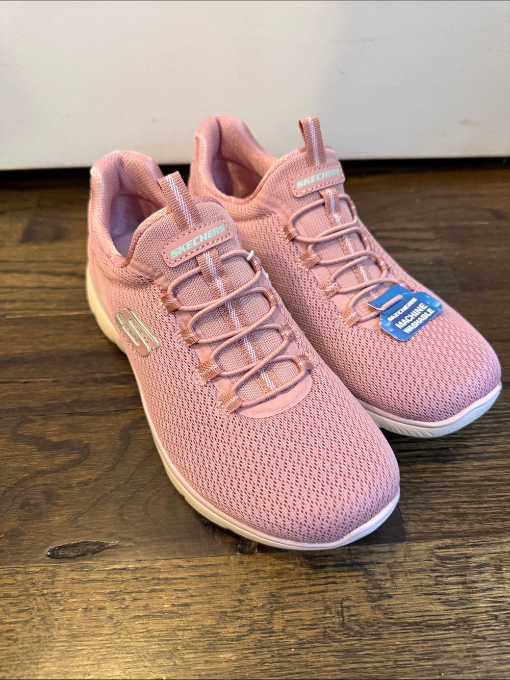 Skechers Ladies Slip-On Athletic Knit Sneakers in Dusty Rose